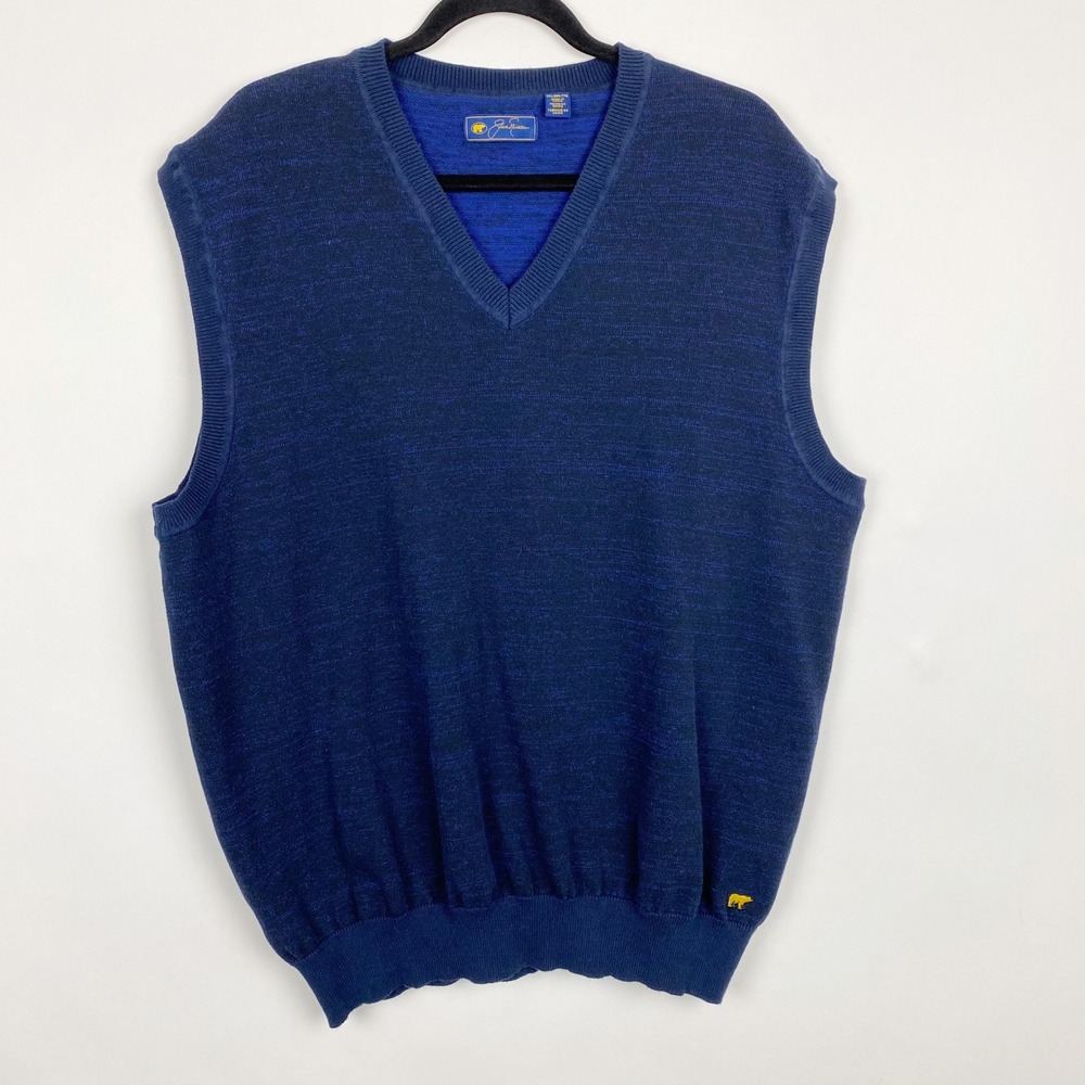 Jack Nicklaus Golden Bear Space Dye V-Neck Sweater Vest Mens XXL Navy Blue